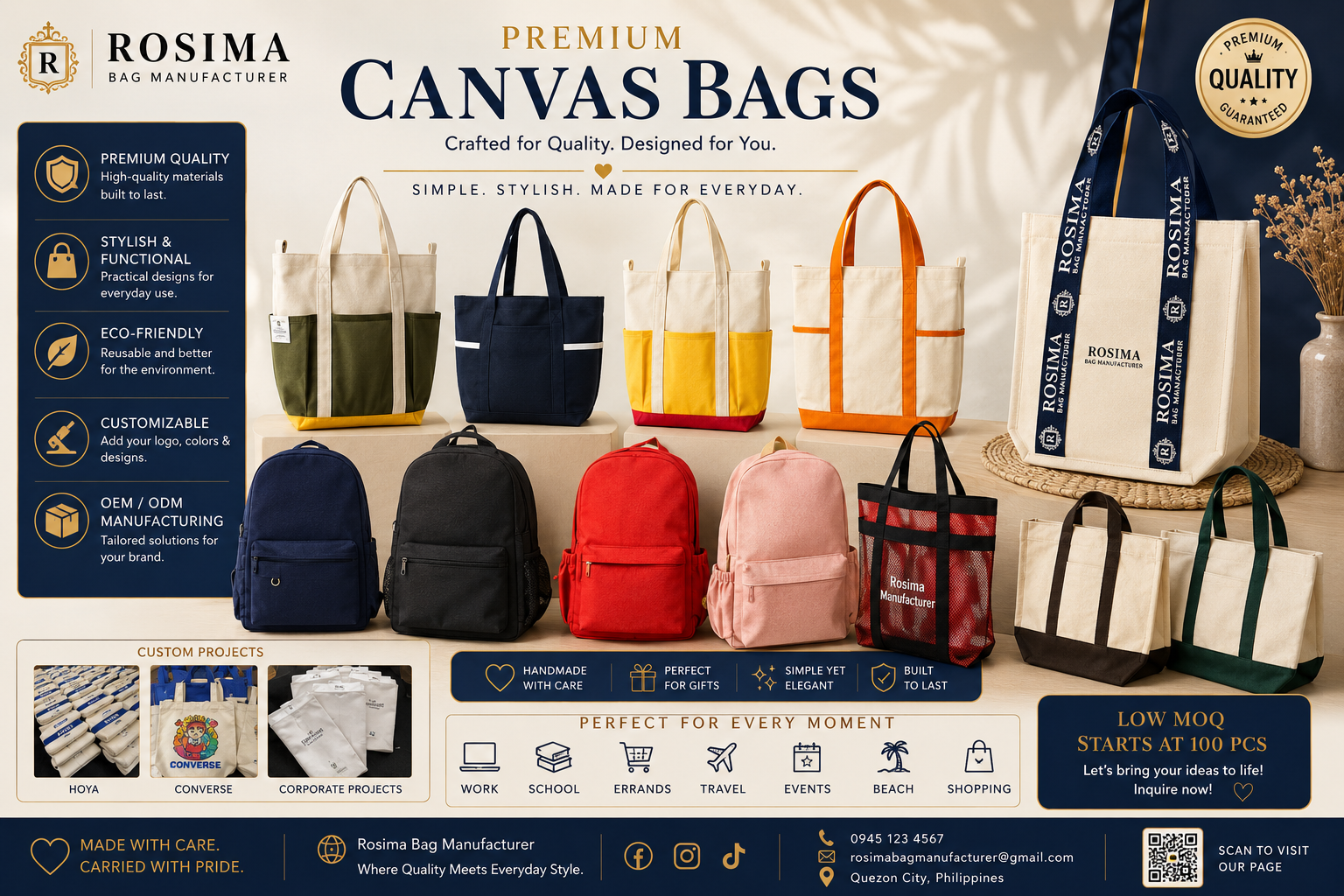 Rosima custom canvas bags collection